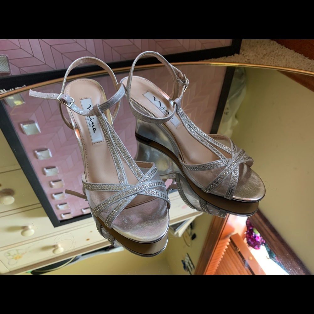 Nina Sparkly Silver Heels